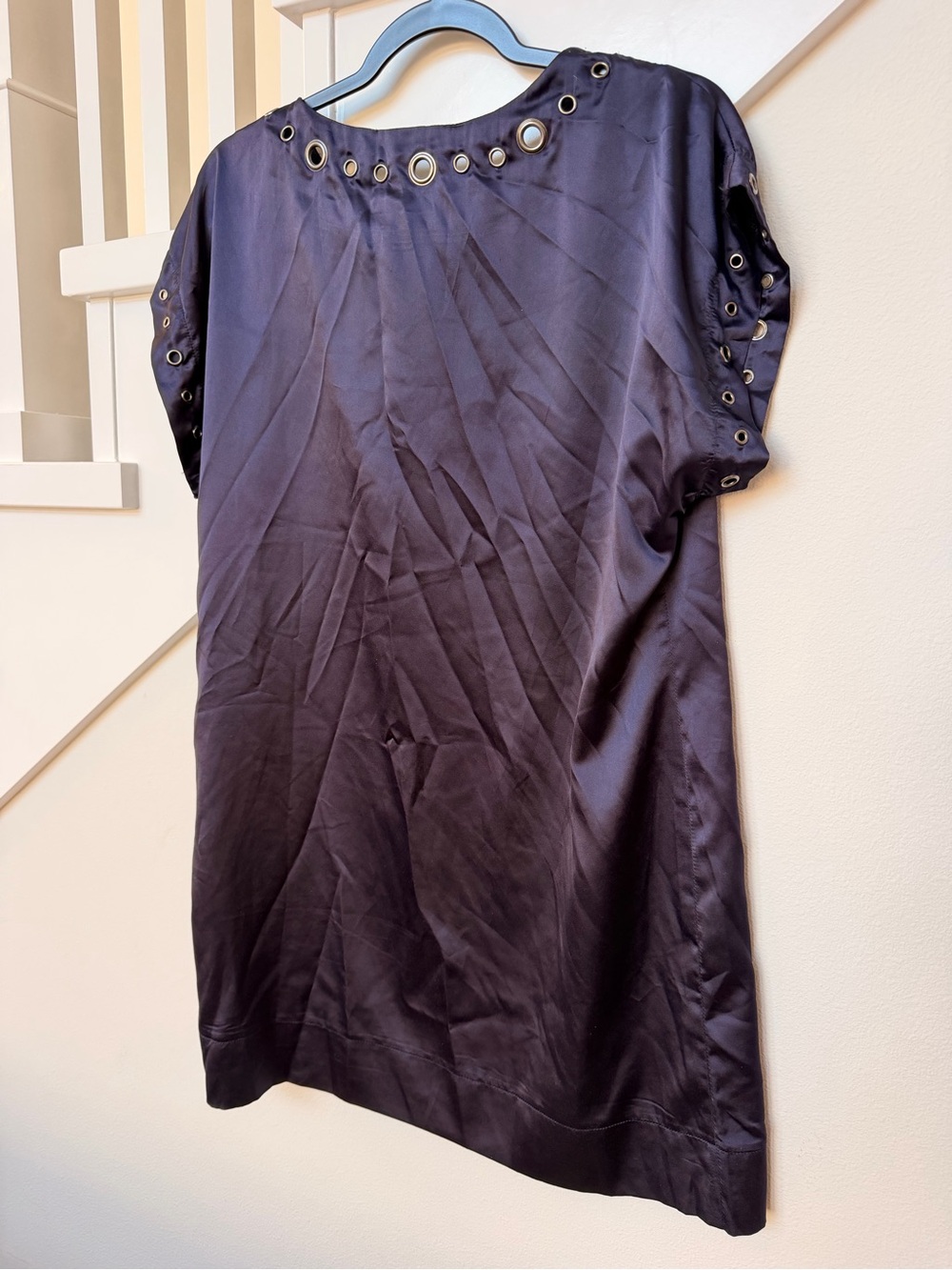 Ya Los Angeles Womens Navy Dress Size L Metal Eyelet Neckline Detail